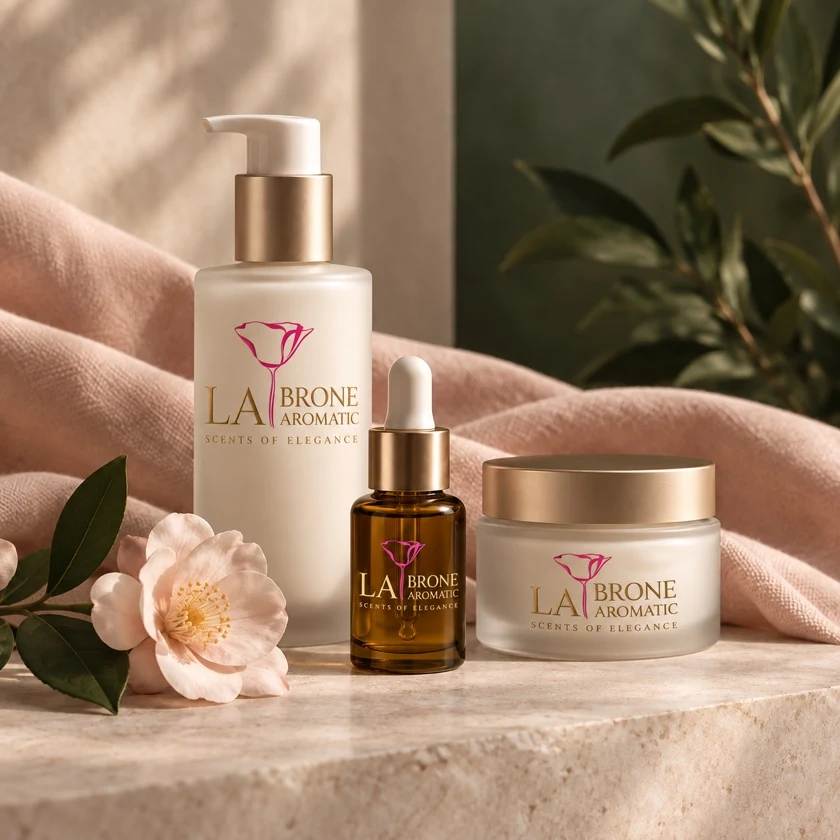 Illustrative personal care products with the La Brone logo